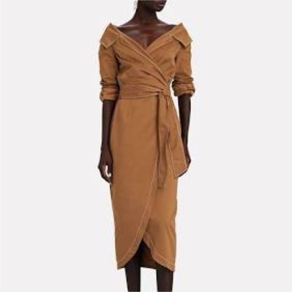 STAUD Elegant Tan Midi Wrap  Dress Size XS - Picture 1 of 15